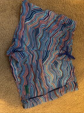 Cotopaxi Blue, Navy & Orange Wavy Stripe Shorts